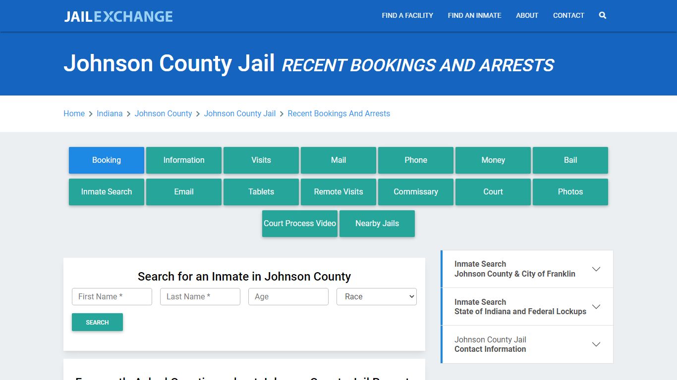 Johnson County Jail Recent Bookings And Arrests - Jail Exchange